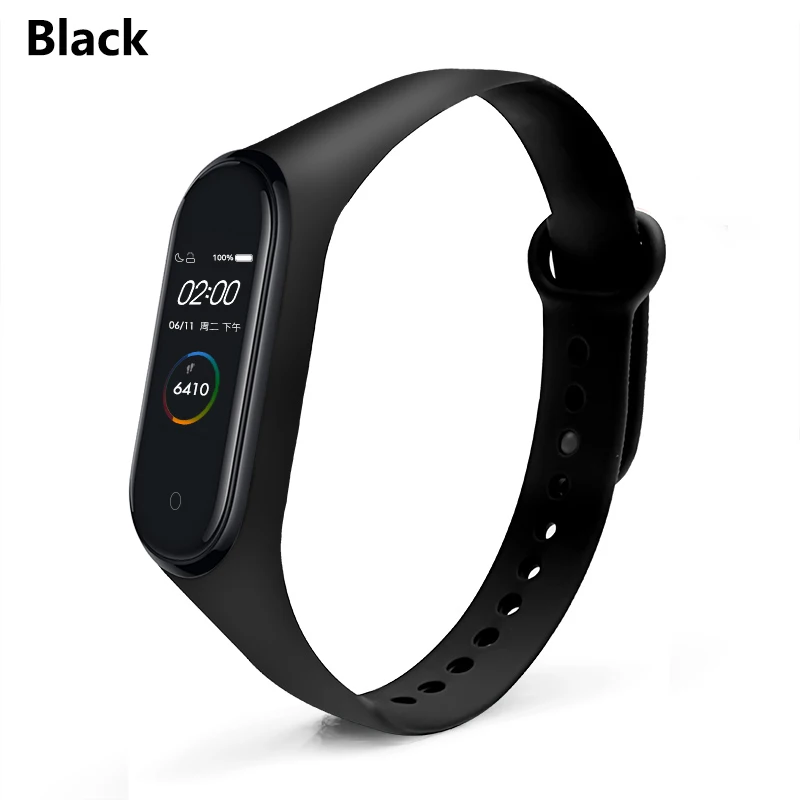 Black BOORUI для xiaomi mi band 4 ремешок Модный Цветной mi band 4 ремешок силиконовый mi band 4 Ремень Замена для xiaomi mi 4 band - Цвет: Black