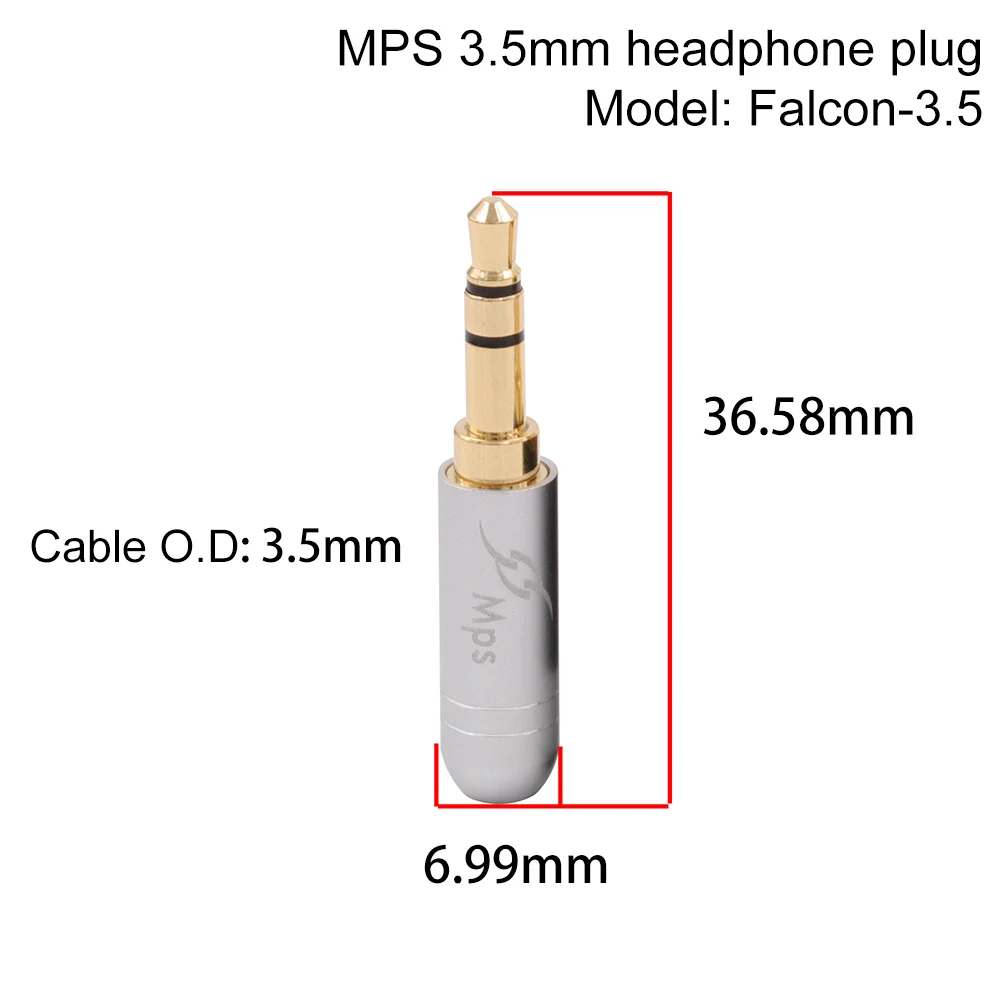 Falcon-3.5 MPS 3,5 мм стерео наушники AUX разъем TRS Hifi аудио DIY разъем для наушников аудио чистый латунный Позолоченный разъем для наушников кабель - Цвет: Falcon-3.5