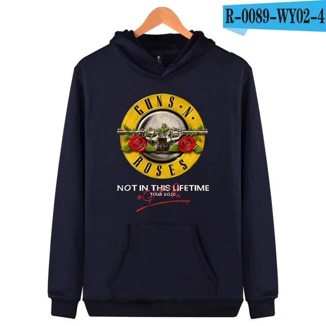 Guns N ROSES толстовка с капюшоном с принтом Мужская/wo мужская осенне-зимняя Толстовка с длинным рукавом толстовки модная куртка пальто guns and Roses - Цвет: navy blue