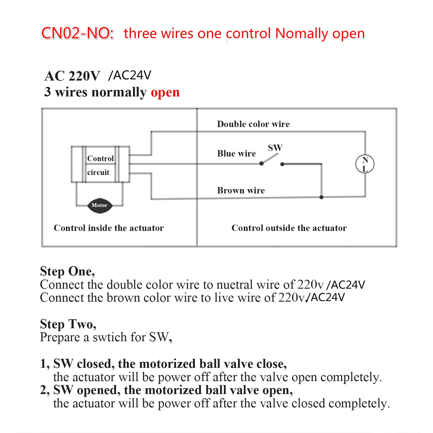 AC220V/24 V DC5V/12 V/24 V 3 way латунный моторизованный шаровой клапан электрический шаровой клапан с электрическим приводом DN15-DN40 нормально открывания/закрывания