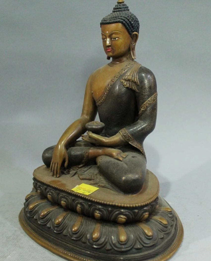 Бесплатная доставка 9 &quotХрам тибетского буддизма бронзовая статуэтка Будда