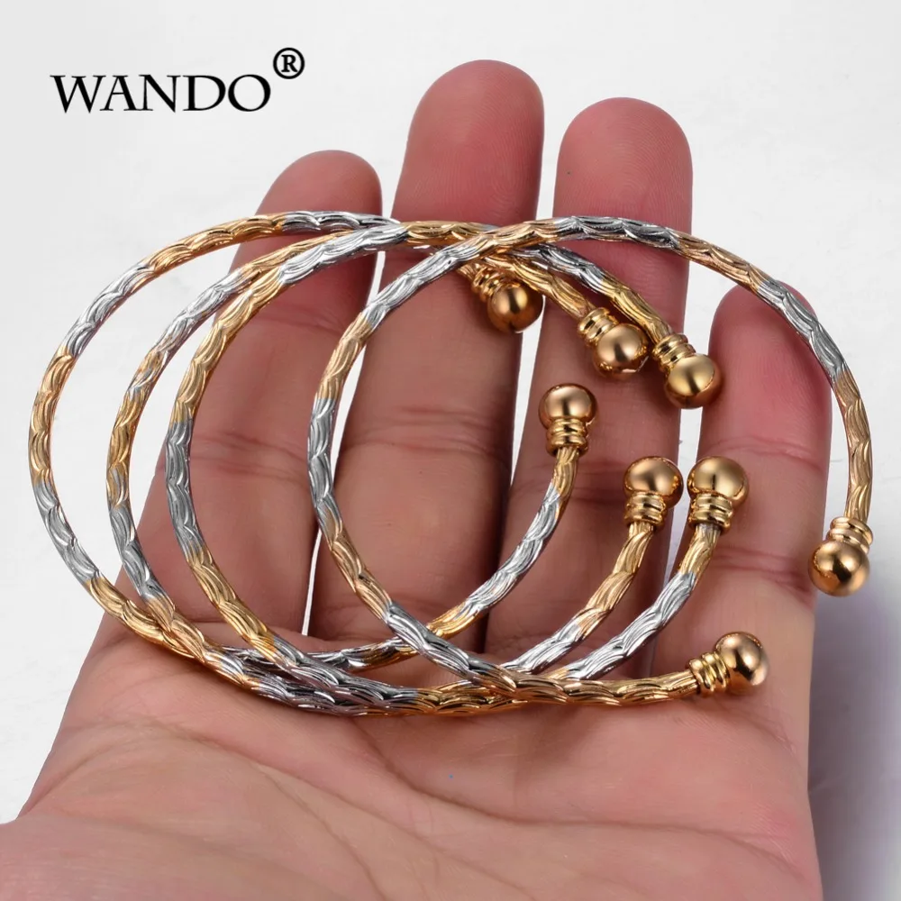 WANDO 4 шт./лот тонкий Открытый браслет Женский Эфиопский золотой цвет Дубай невеста