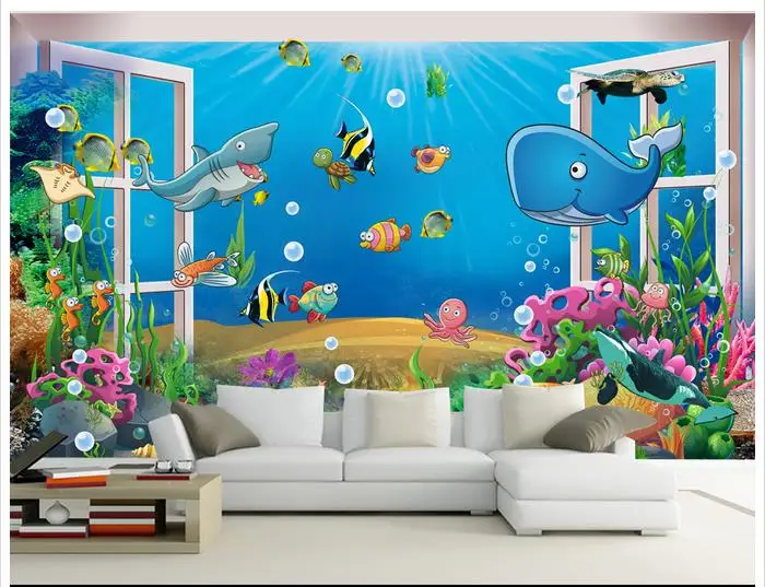 Пользовательские фотообои 3d фрески обои подвесной подводный мир Мультфильм