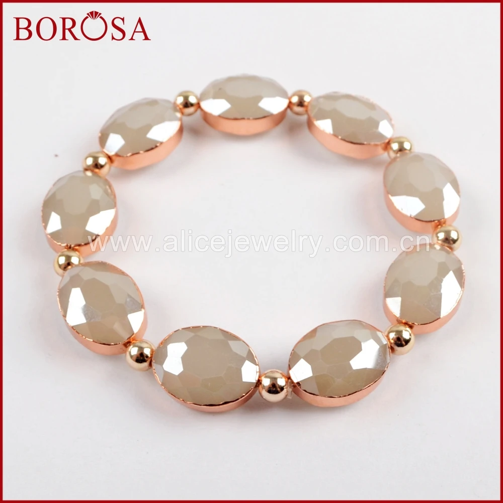 BOROSA 5/10 шт. 6 5 дюймов овальные многообразные Камни посеребренные браслеты