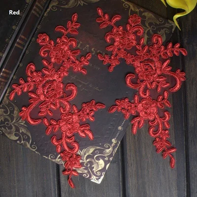 Red 4 шт. 25*12,5 см 16 цветов на выбор Свадебные платья Кружевная аппликация аксессуары вышивка Кружевная аппликация Ткань Отделка - Цвет: Red