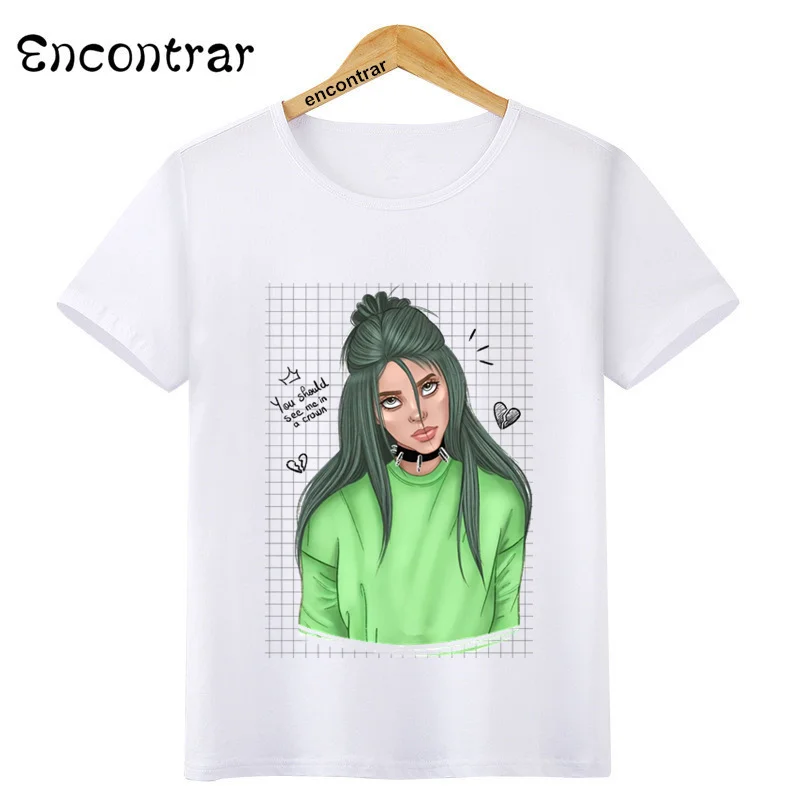 Billie Eilish/повседневные мужские футболки с круглым вырезом и принтом модные детские топы, футболка для мальчиков и девочек детская футболка с короткими рукавами г. HKP4569