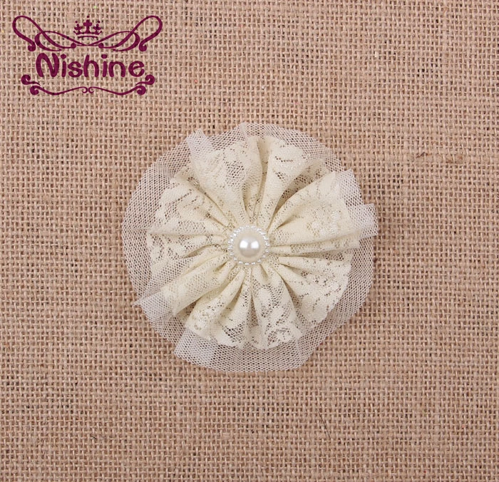 Nishine 50 шт 4 &quotFlatback кружева цветок для DIY девочек заколки волос Дети Головные уборы