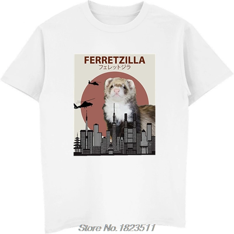 white new Горячая Распродажа модная забавная футболка с хорьком Ferretzilla | подарок для хорька футболка для любителей вина забавные мужские футболки Harajuku уличная одежда - Цвет: white new