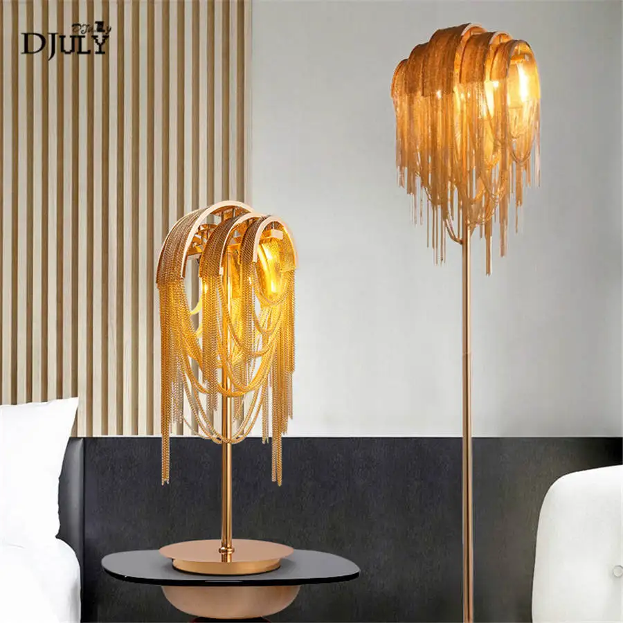 Постмодерн Золотая цепочка кисточка настольная лампа для виллы спальни