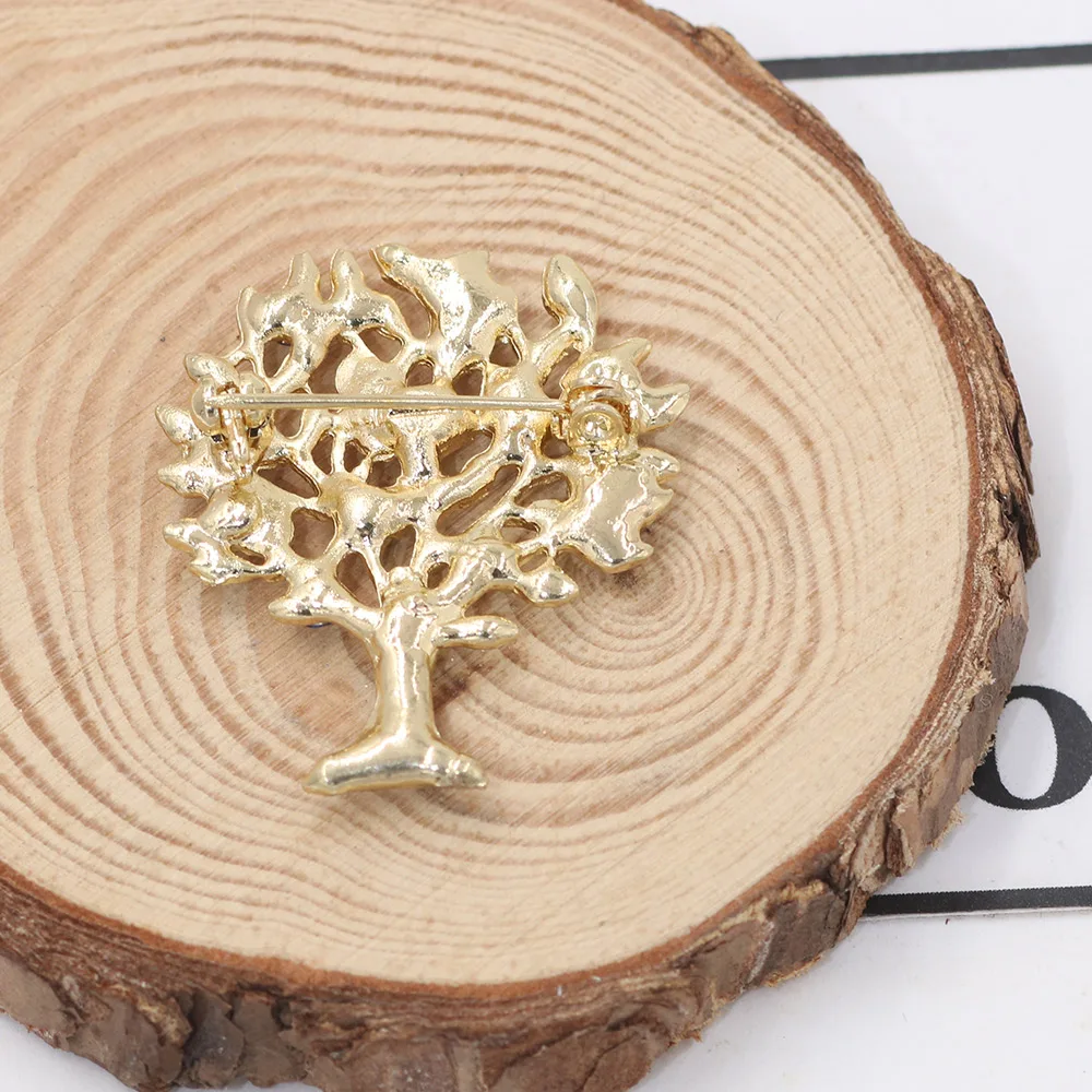 Женская Брошь с голубым сглаза Lucky Kabbalah Life Tree золотистая металлическая брошь на