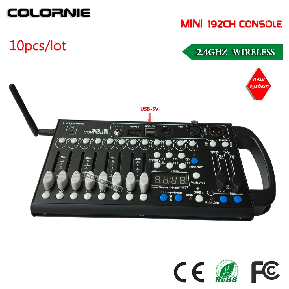 2017 Новый мини 192 канала 2 4G беспроводной DMX контроллер можно использовать 5V USB