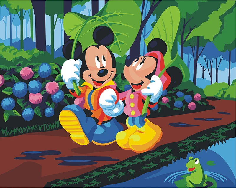 Frameless Pictures Painting By Numbers Hand-painted Living Room Cartoon characters character decoration Mickey couple | Дом и сад