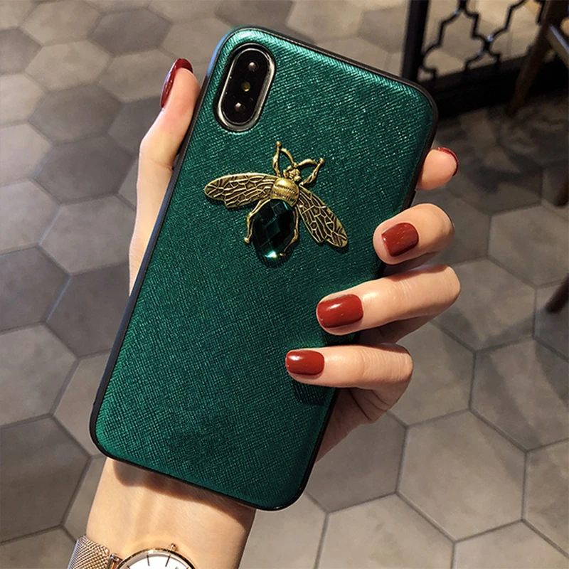 Luxury Fashion brand Diamond Bee Glitte soft case for iphone 6 S 7 8 plus X XR XS Max cute hard cover samsung galaxy S8 S9 |