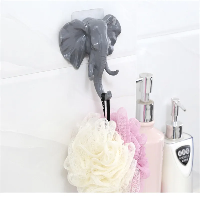 Серый Креативная настенная вешалка модель головы слона крючок настенная вешалка в качестве украшения присоска гостиная спальня пальто крючок для ключей - Цвет: Серый