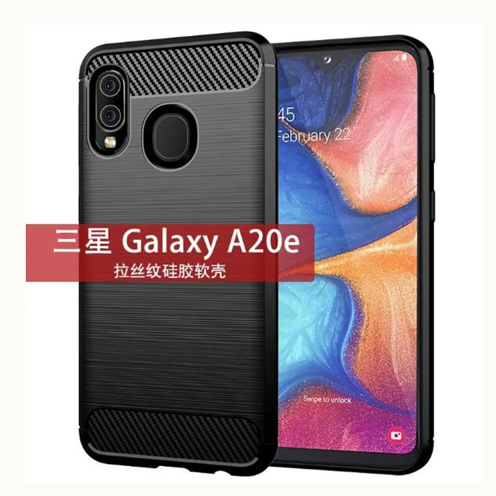 Чехол из углеродного волокна для Samsung Galaxy A20e резиновый силиконовый чехол