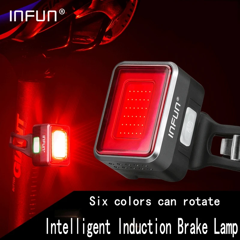 INFUN F50 велосипедный задний фонарь для велосипеда работает на основе электромагнитной индукции от включения тормоза задний фонарь MTB Велоспорт заряда светодиодный безопасности ходовой огонь аксессуары
