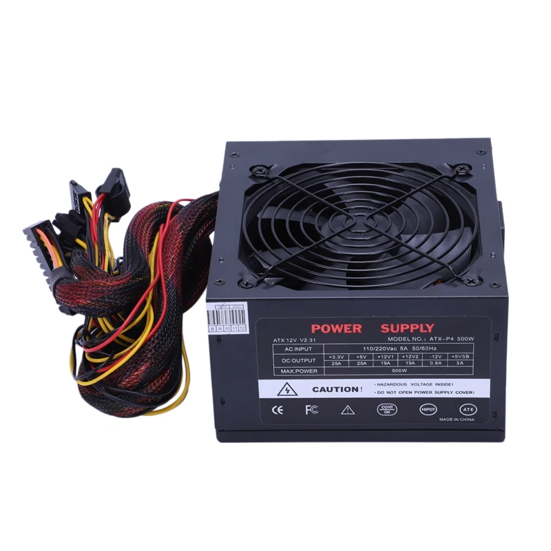 170-260V макс 500W Питание Psu Pfc бесшумный вентилятор 24Pin 12V компьютер Sata консоль для ПК-игр с поддержкой Windows Питание для подходит для Intel, подходит для AMD компьютера