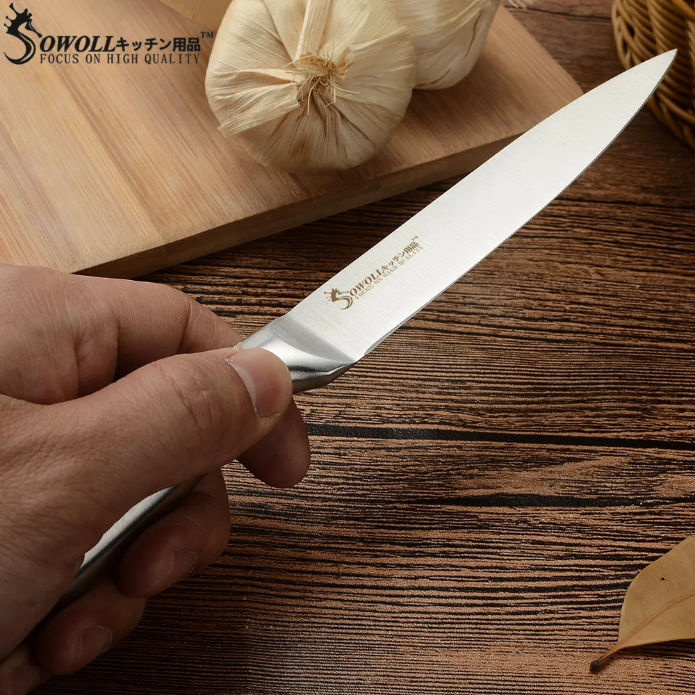 SOWOLL, кухонный нож, фруктовый нож, нож для нарезки сантоку, нож для шеф-повара, острый кухонный нож из нержавеющей стали с полой ручкой, аксессуары для ножей