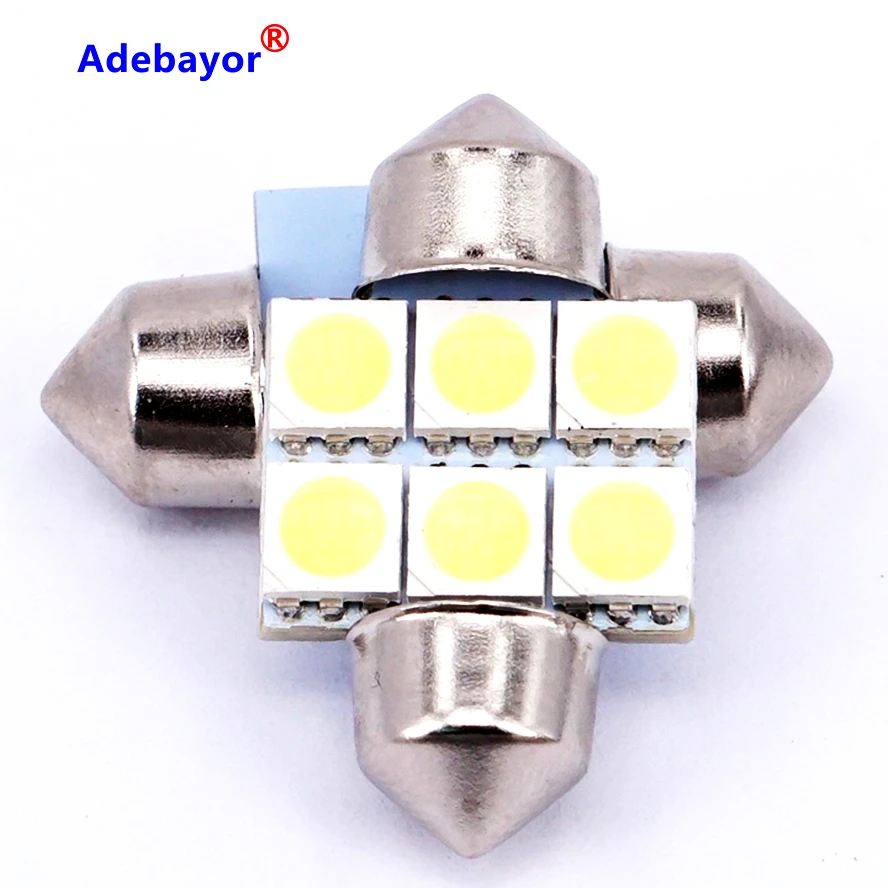 20 шт. оптовая продажа интерьера автомобиля 31 мм белый 5050 SMD 6 светодиодный iFestoon