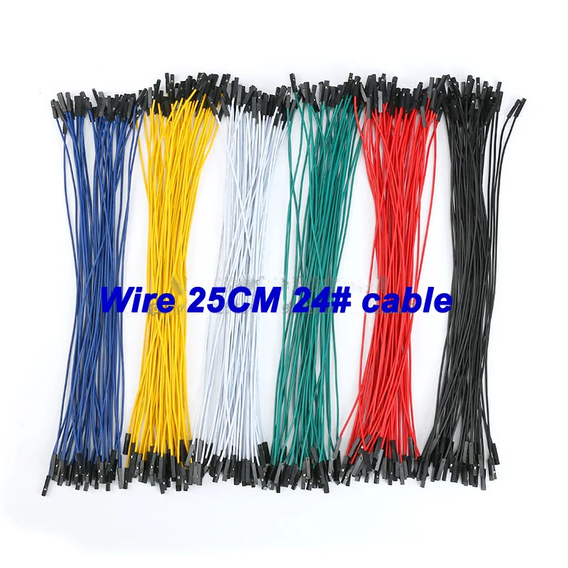 Бесплатная доставка 20 шт. 24AWG 1p DuPont провод 25 см 24 # кабель с двухсторонней цветной