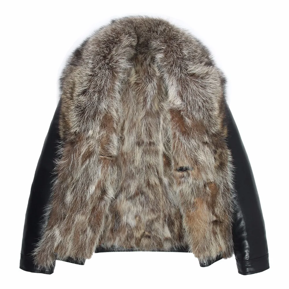 Мода 2018 Новое поступление Шуба с подкладкой из натурального меха Мужская зимняя