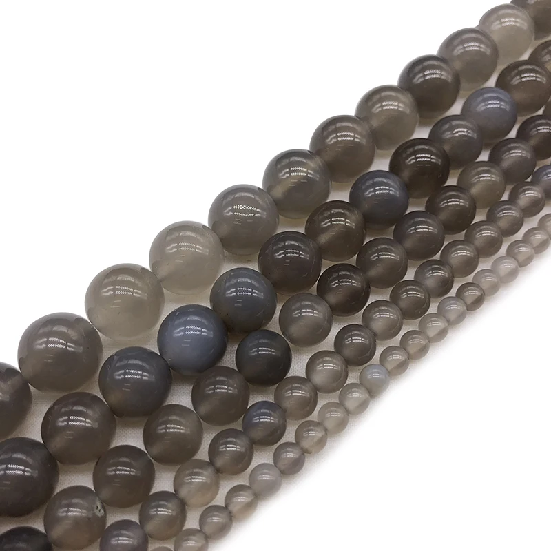 Natural Gem Stone Gray Agat Round Loose Beads 4/6/8/10/12/14MM Onyx Diy Jewelry Making Accessories | Украшения и аксессуары