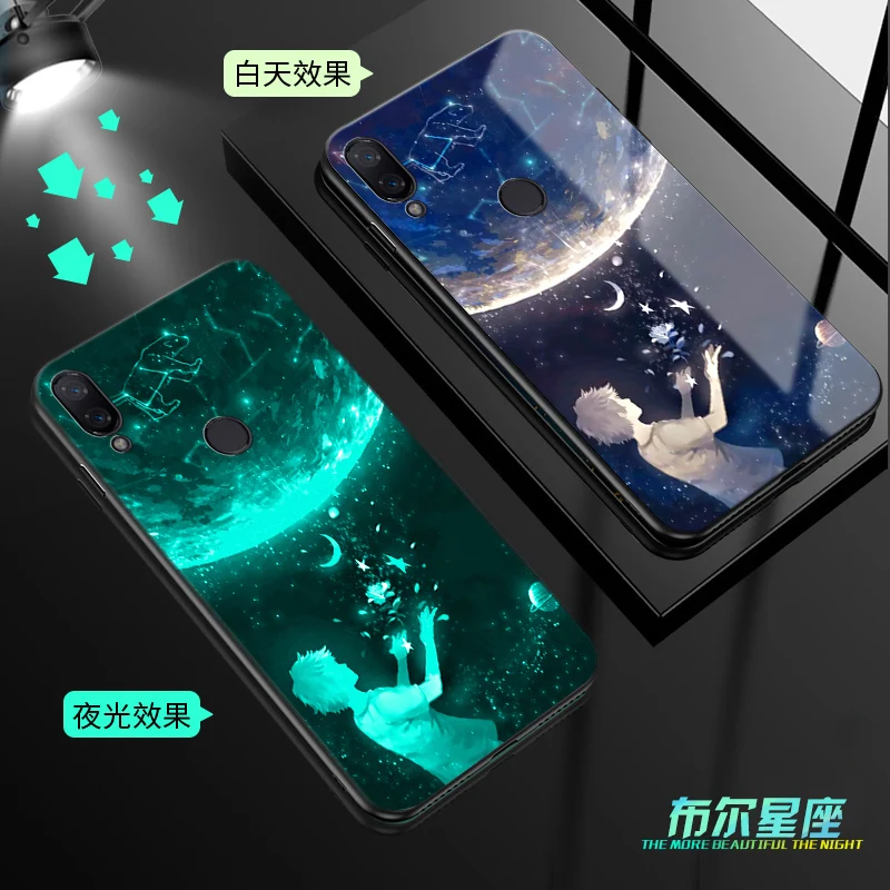 style 05 Для xiaomi redmi note 7 чехол Роскошный светящийся Узор Жесткий закаленное стекло защитный чехол на заднюю панель для xiaomi redmi note 7 оболочка - Цвет: style 05