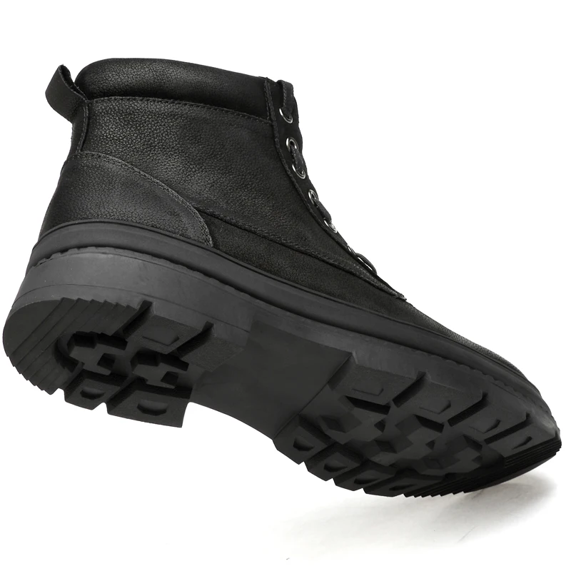 Большие Size38-47 мужские ботинки из натуральной кожи зимние высокие ботинки с круглым носком мужские короткие плюшевые ботинки на молнии прогулочные прочные футбольные кроссовки