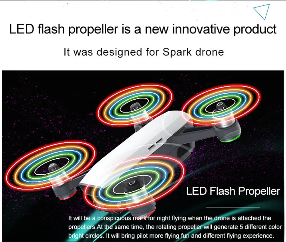 2 пары Spark светодиодный флеш-Дрон Pro пропеллеры лезвия реквизит перезаряжаемый Дрон Замена для DJI Spark Дрон 6J11 Прямая поставка