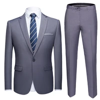 business formal men suits solid one button blazer pants marriage tuxedo male 2 piece suit men terno wedding suit slim fit 2021