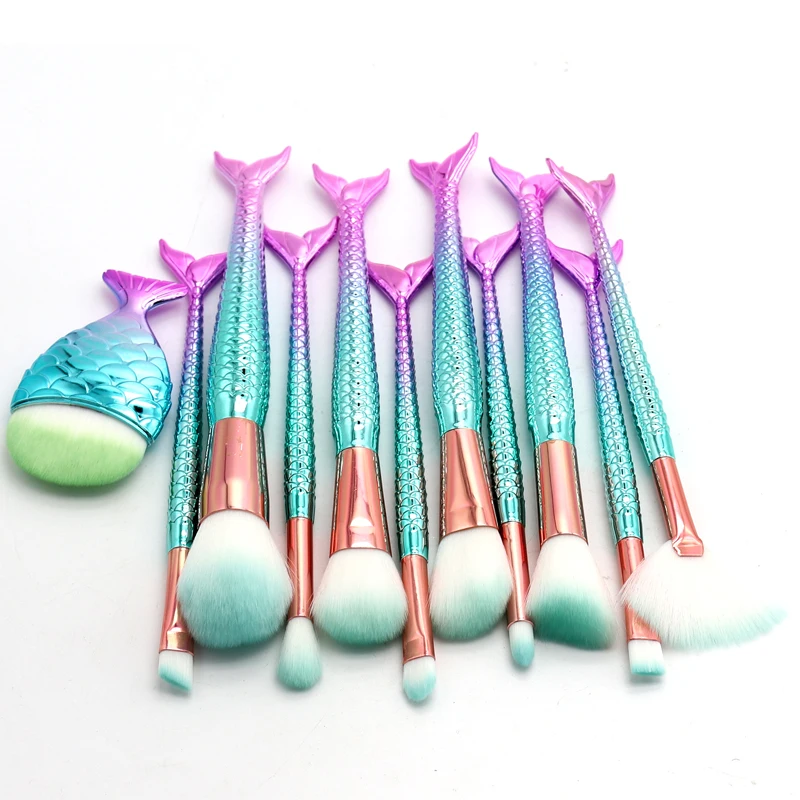 11Pcs Blue Pink Sinso 11 шт. Профессиональный набор кистей для макияжа pincel maquiagem Единорог косметический инструмент Губка Кисть для румян теней база для женщин - Handle Color: 11Pcs Blue Pink