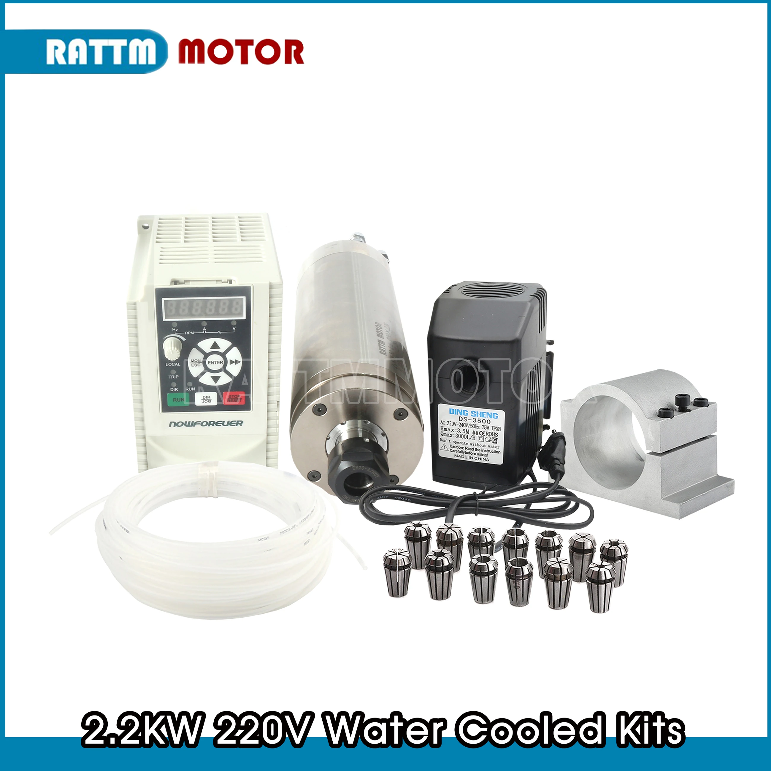 

Водонепроницаемый водяной охлаждающий токарный Шпиндельный двигатель 2,2 кВт ER20 для металла и инвертор 2,2 кВт VFD и водяной насос 75 Вт для фрезерного станка с ЧПУ