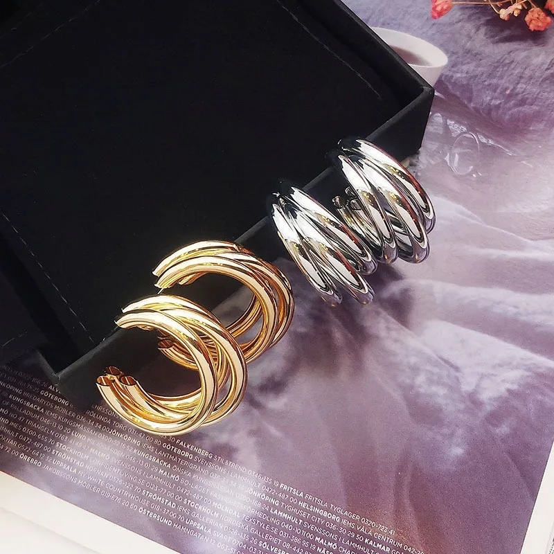 Linnor серебряные золотые разные кольца серьги для женщин простые три круга