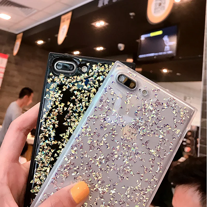 Роскошный эпоксидный квадратный чехол для iphone 7 силиконовый блестящий из