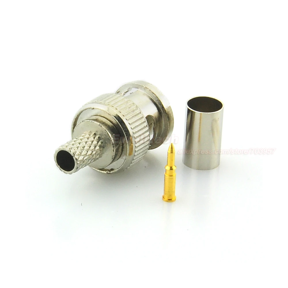 100x BNC Male 3 in 1 Crimp Connector for RG59 Coaxial Cable Coupler Adaptor | Безопасность и защита