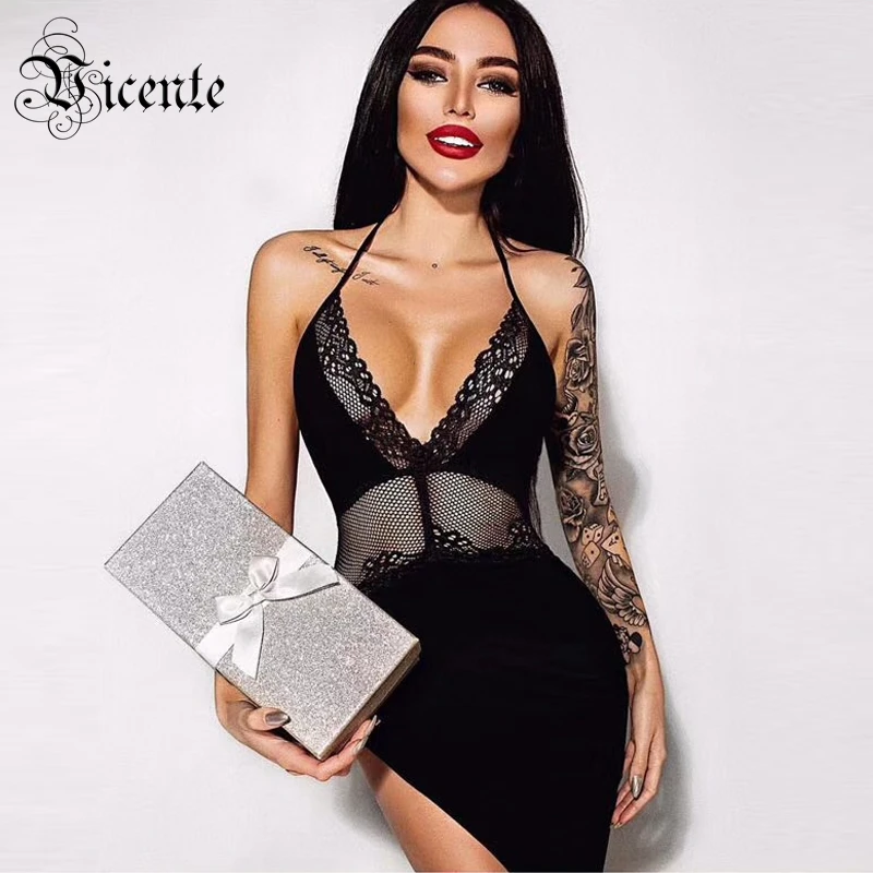 Висенте горячий шик кружевное мини платье комбинация с сексуальным v образным