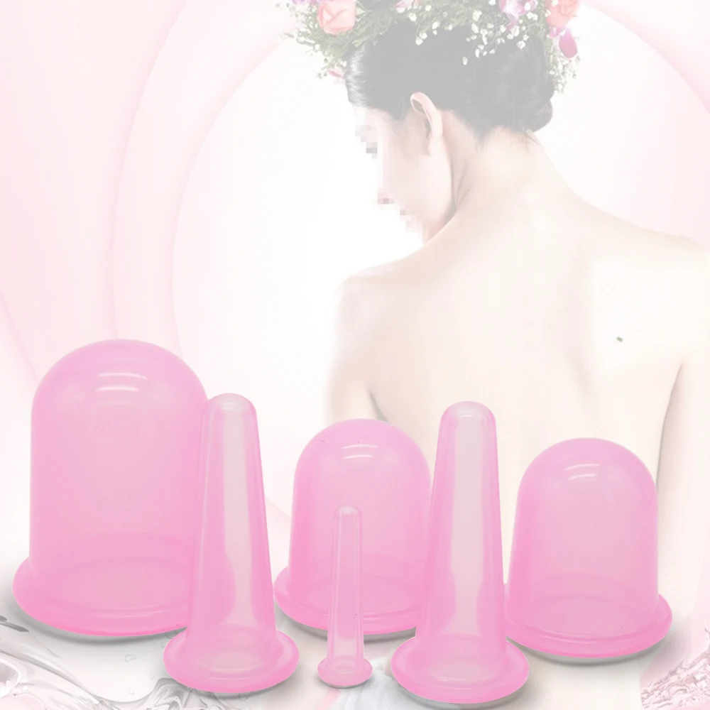 6-Pack силиконовые массажные чашки китайская присоска вакуумная терапия Gezicht Cupping силиконовые чашки массаж лица Cupping для целлюлита