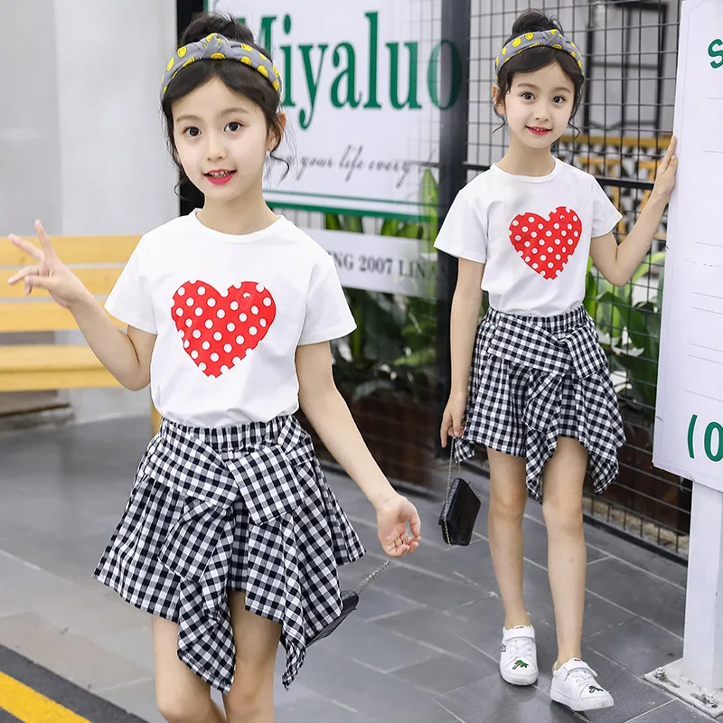 

Baby girl dress summer children's suit big girl summer girl red T-shirt + skirt cute baby girl clothes 4-12 years old