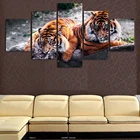 Картина на холсте, 5 панелей, с изображением животных, тигра, HD