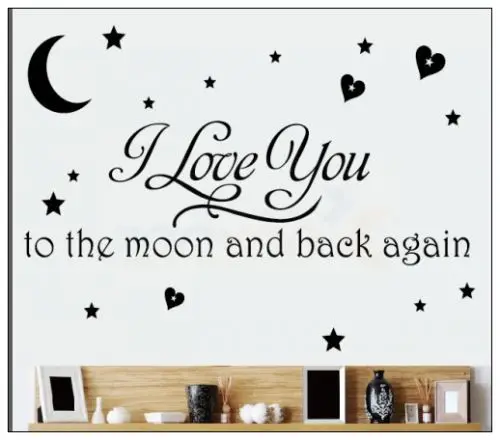 Настенная Наклейка Я тебя люблю к Луне и обратно черная розовая 66*100 см | Дом сад