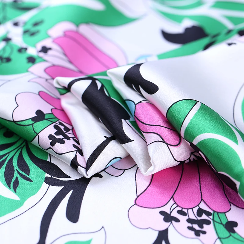 

Digital printing silk heavy satin fabric soft and delicate heavy clothing skirt silk fabric material wholesale silk cloth