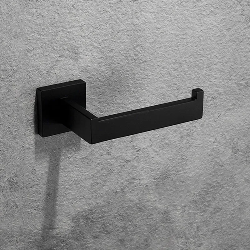 black paper holder Матовый нержавеющая сталь аксессуары для ванной комнаты наборы крючок для халата/держатель для бумаги/полотенце кольцо/полотенце 1 бар - Color: black paper holder