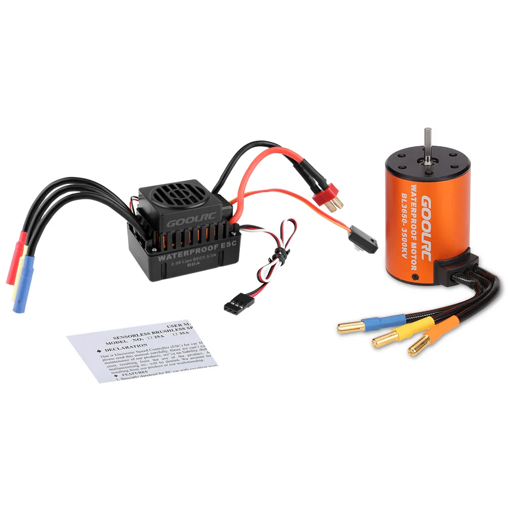 GoolRC Upgrade Kit Waterproof 3650 3500KV Brushless Motor with 60A ESC Combo Set for 1/10 RC Car | Игрушки и хобби