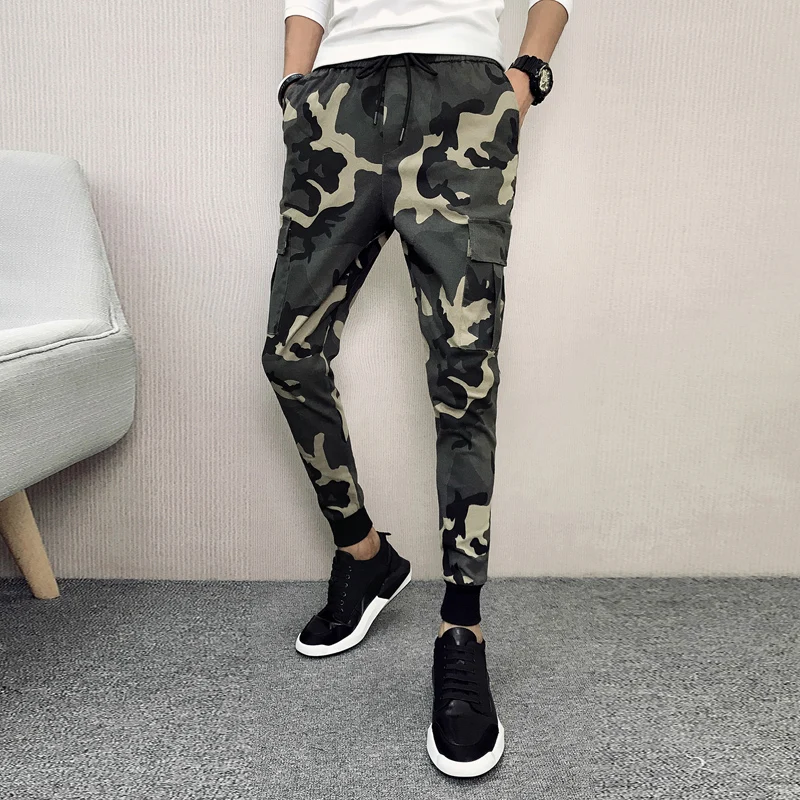 Модная Корейская Slim Fit Брюки Для мужчин Фирменная Новинка боковые карманы штаны