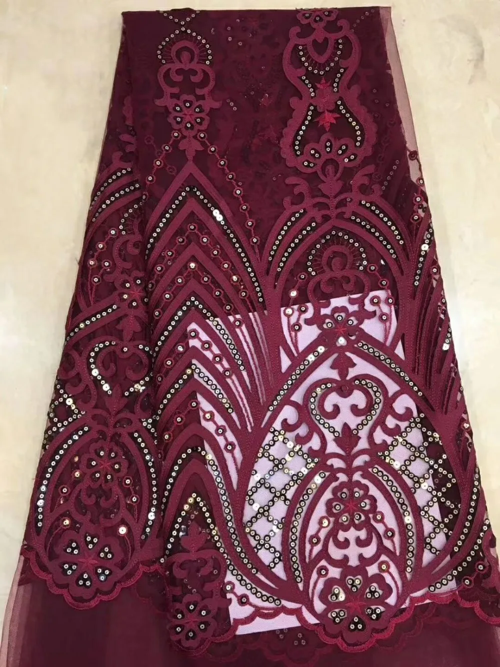

2019 High Quality Nigerian French Lace African Lace Fabric Green Flower Sequined Guipure Mesh Lace For Party Dresses CDN221