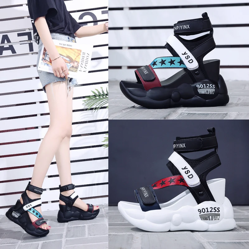 Летние женские босоножки из искусственной кожи на платформе Босоножки каблуке 10