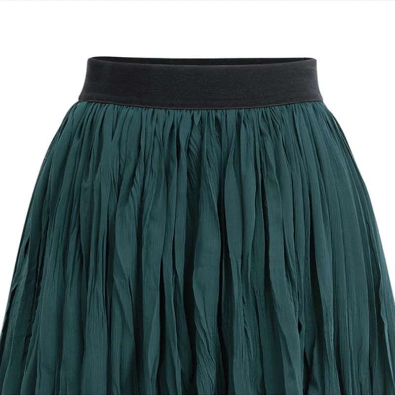 Винтаж излом плиссированная юбка Для женщин Лето 2018 Высокая талия пачка Юбки для