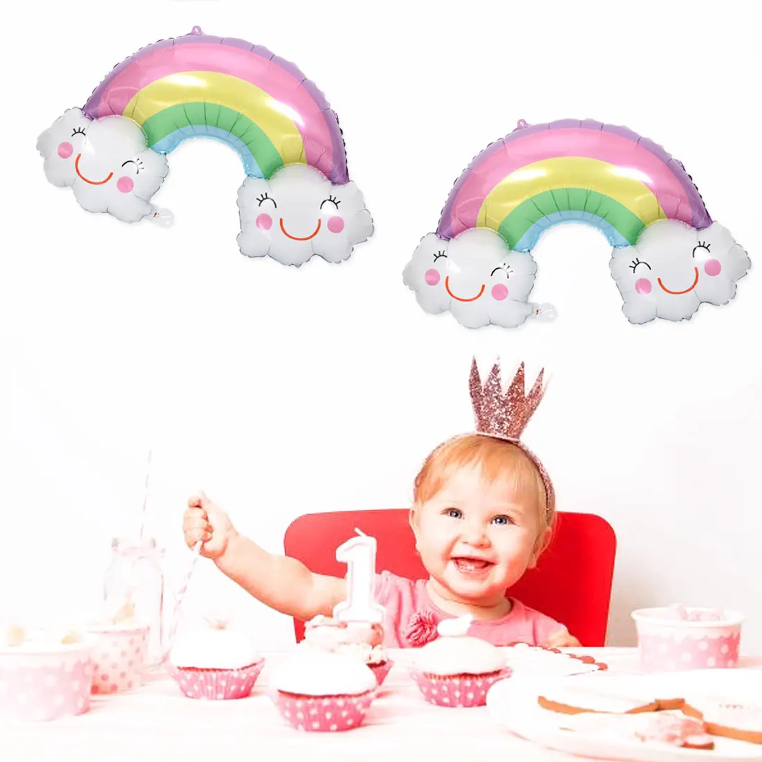 1 шт мультфильм Радуга улыбка Голубое облако фольги воздушный шар Дети подарки
