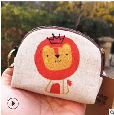 lion 1 Льняные женские Мини-кошельки с мультяшным Тоторо, детские маленькие сумочки, сумки для денег, женские кошельки, женские кошельки для девочек и мальчиков - Цвет: lion 1