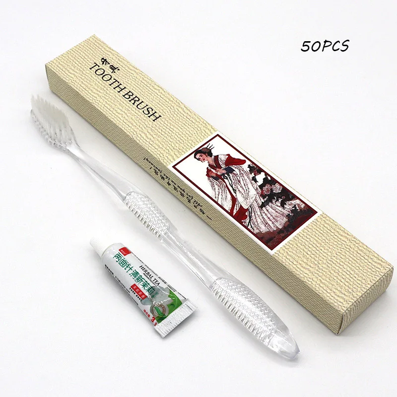 50PCS-B 30/50 шт./компл. одноразовая зубная щетка для гостиницы с зубной пастой комплект удобный Пластик зубная щетка для путешествий инструменты для чистки зубов - Цвет: 50PCS-B